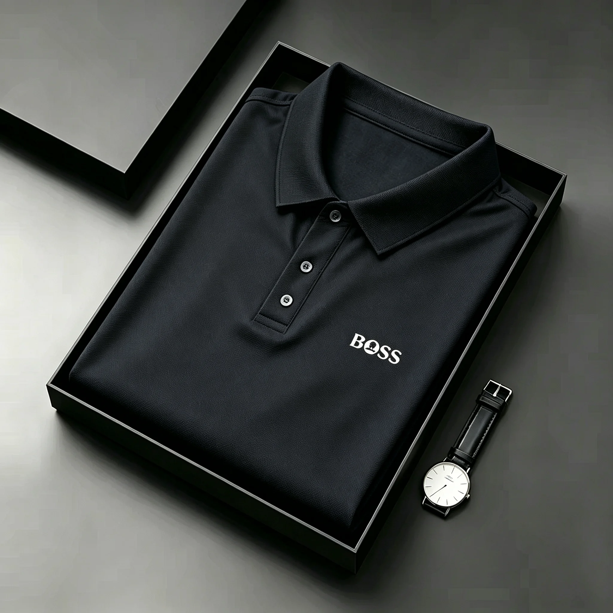 High End Men Printed Collar Polo T Shirts Summer Comfort Breathable Short Sleeve Tops Trendy Daily Casual Fashion