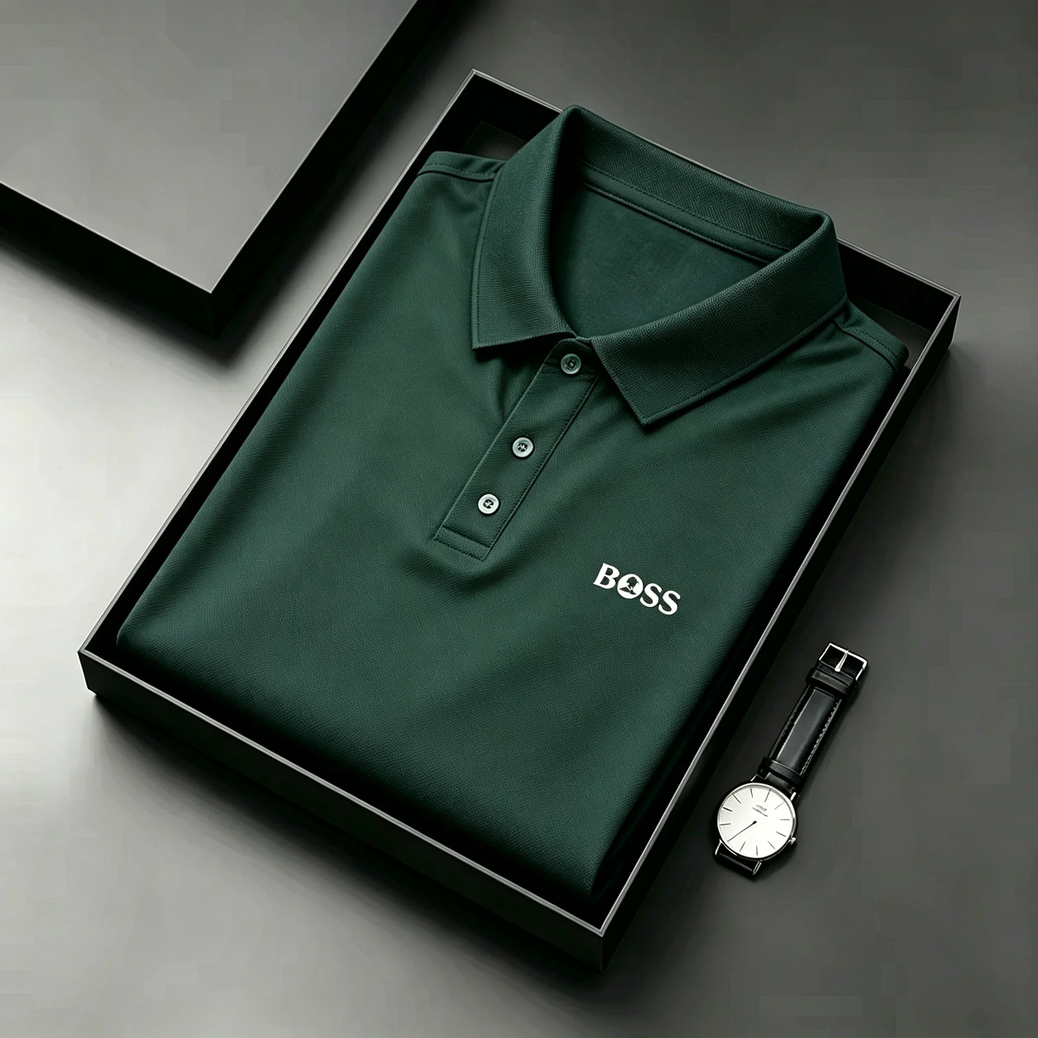 High End Men Printed Collar Polo T Shirts Summer Comfort Breathable Short Sleeve Tops Trendy Daily Casual Fashion