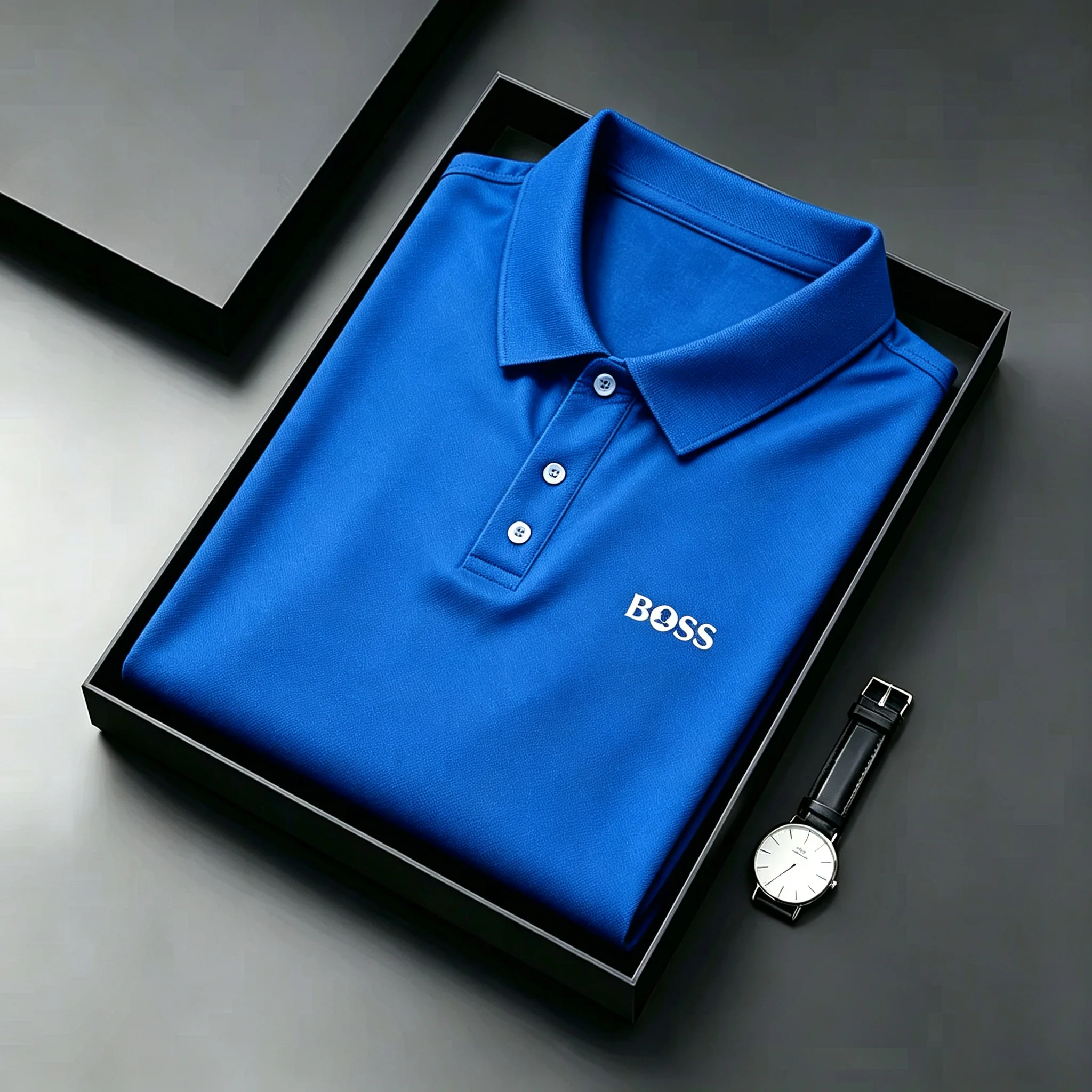 High End Men Printed Collar Polo T Shirts Summer Comfort Breathable Short Sleeve Tops Trendy Daily Casual Fashion