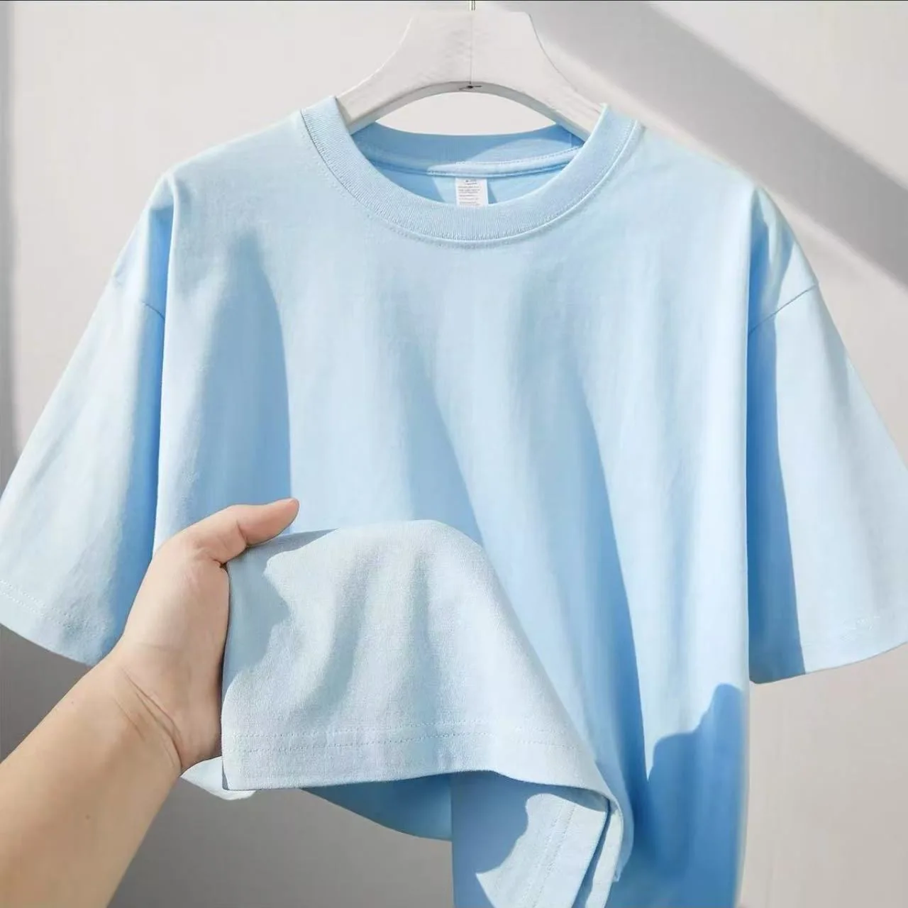 Summer 100% Cotton Men Women T Shirt 300 grams Heavyweight Round Neck Casual Shirt for Men Women Basic Tee