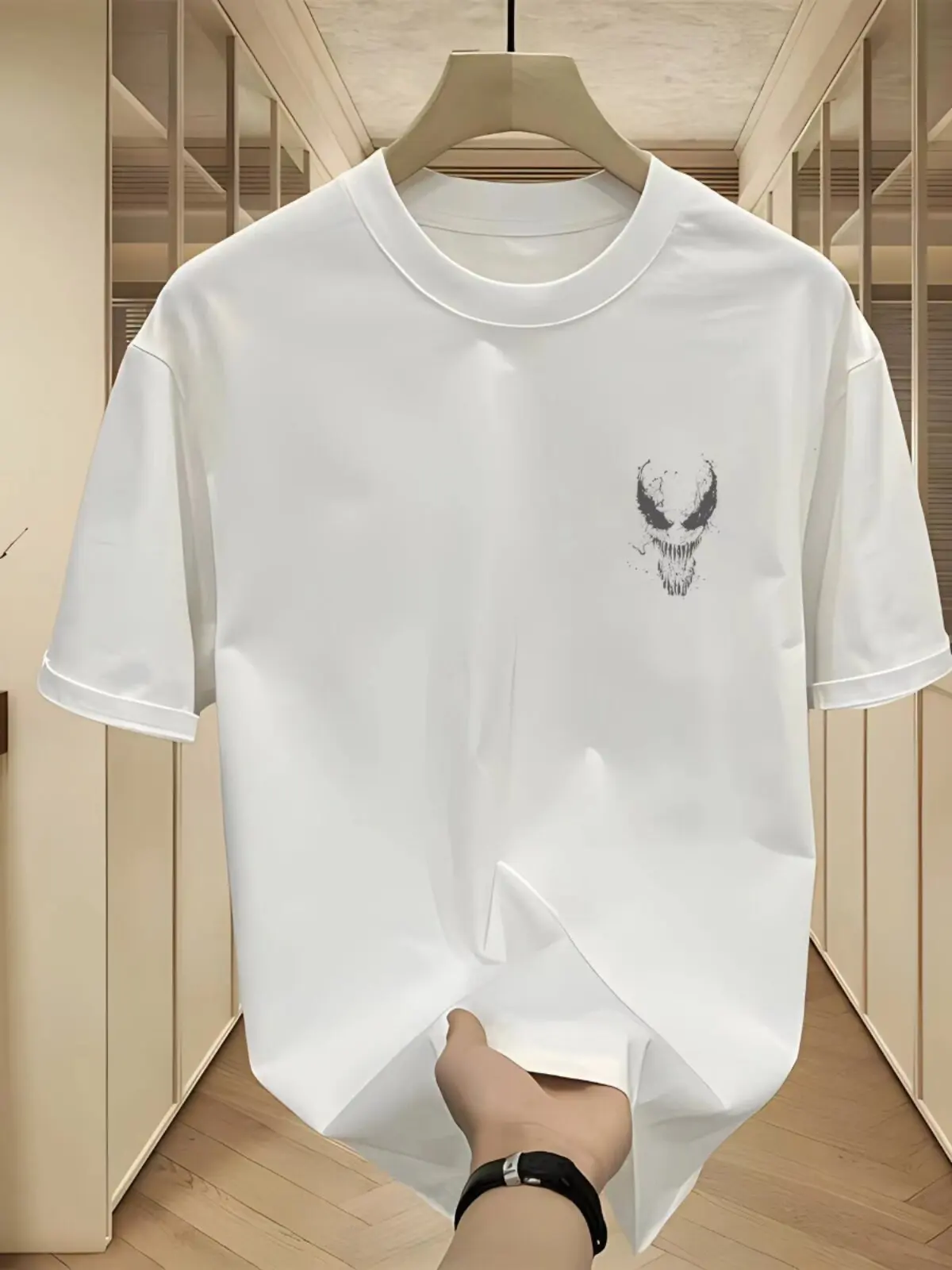 2026 New Venom Back Print Splash Ink Style T Shirt Men Summer Cotton Short Sleeve O Neck Oversized Black Streetwear Tops