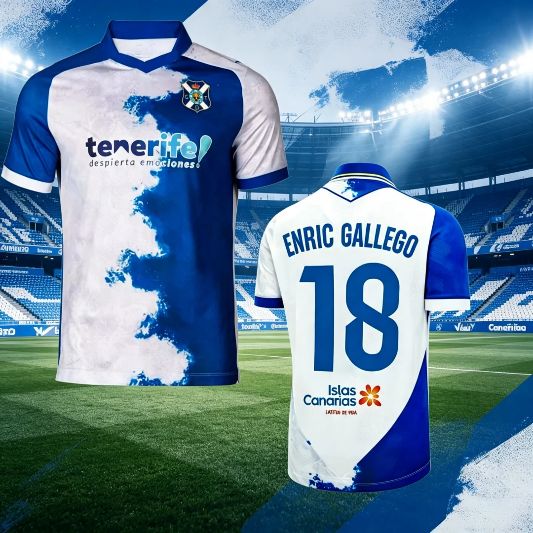 26-27 Tenerife Football Jersey Shirt, Enric Gallego #18 Jersey Tshirt, Men Summer Training Breathable Quick Drying Sweatshirt