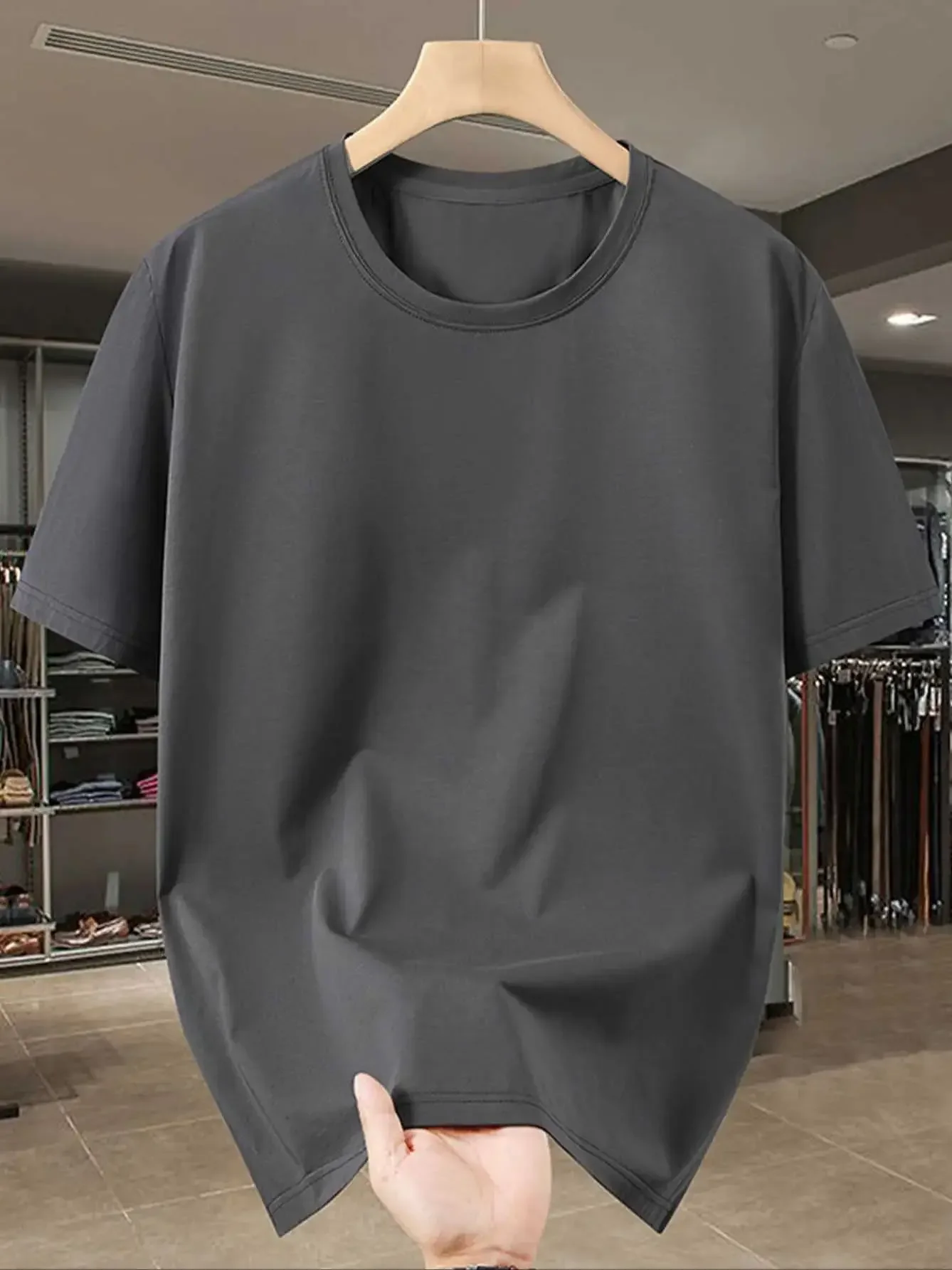 Men's T-Shirts - Soft Breathable Polyester Crewneck Tees in Navy & White, Lightweight Summer Shirts for Everyday & Formal Wear