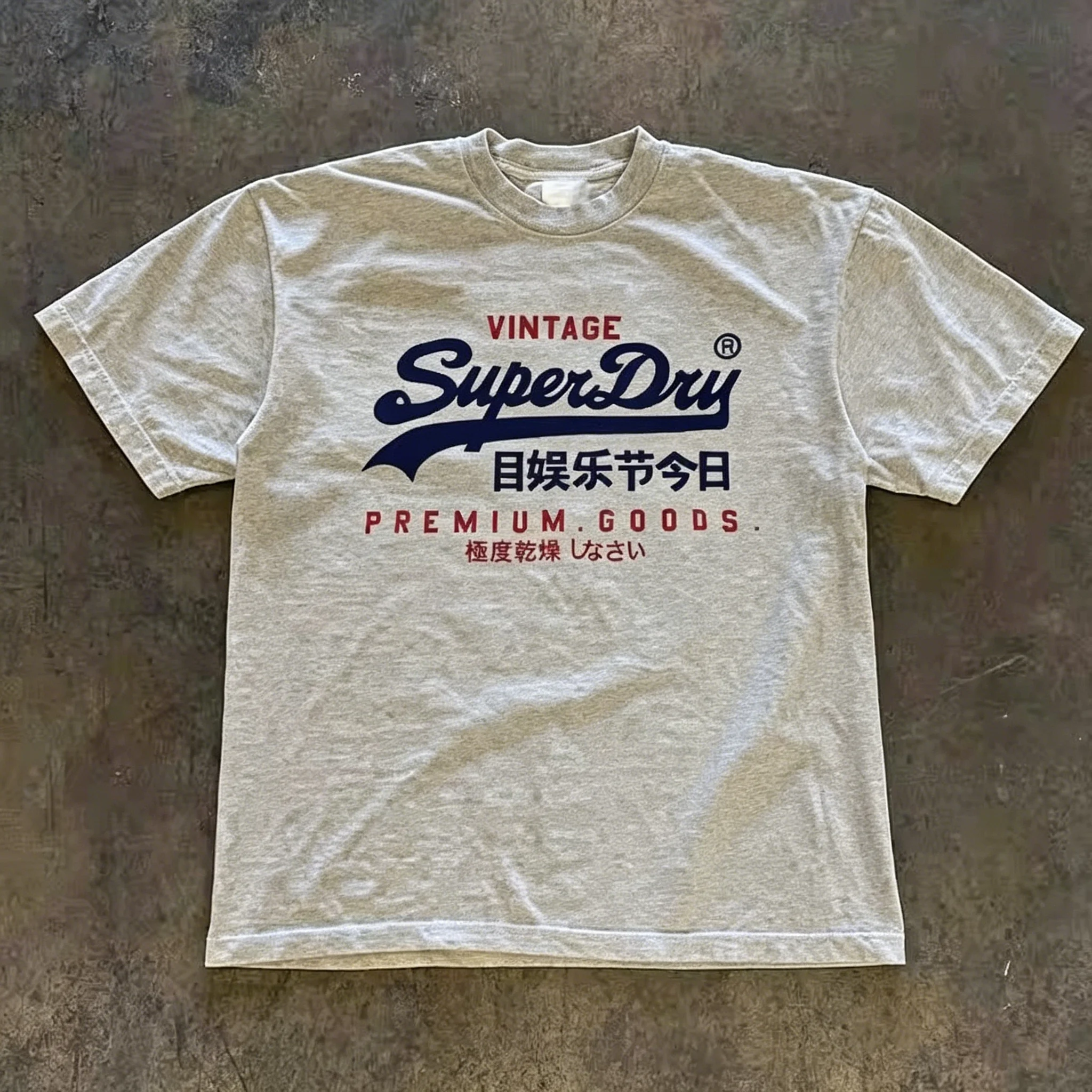 Retro SuperDry Style Japanese Logo Graphic T Shirt for Men 100_ Cotton Oversized Streetwear White 2026 New