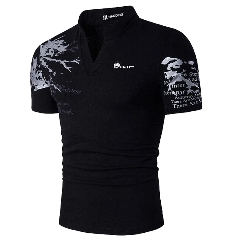 Men's Polo Shirt Golf Shirt Graphic Prints V Neck Outdoor Street Short Sleeves Print Clothing Sports Fashion Streetwear Designer