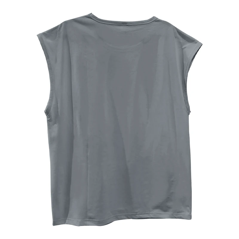 Independent Station 24 Cross-Border Men's Summer New Sleeveless T-Shirt Youth Casual Loose Solid Color Thin Shoulder T-Shirt Spo