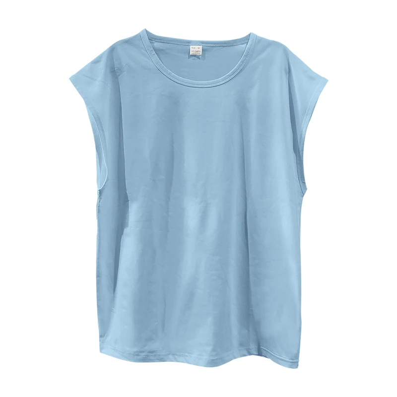 Independent Station 24 Cross-Border Men's Summer New Sleeveless T-Shirt Youth Casual Loose Solid Color Thin Shoulder T-Shirt Spo
