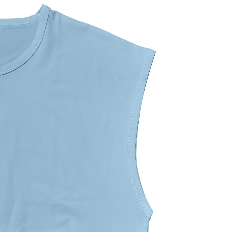 Independent Station 24 Cross-Border Men's Summer New Sleeveless T-Shirt Youth Casual Loose Solid Color Thin Shoulder T-Shirt Spo