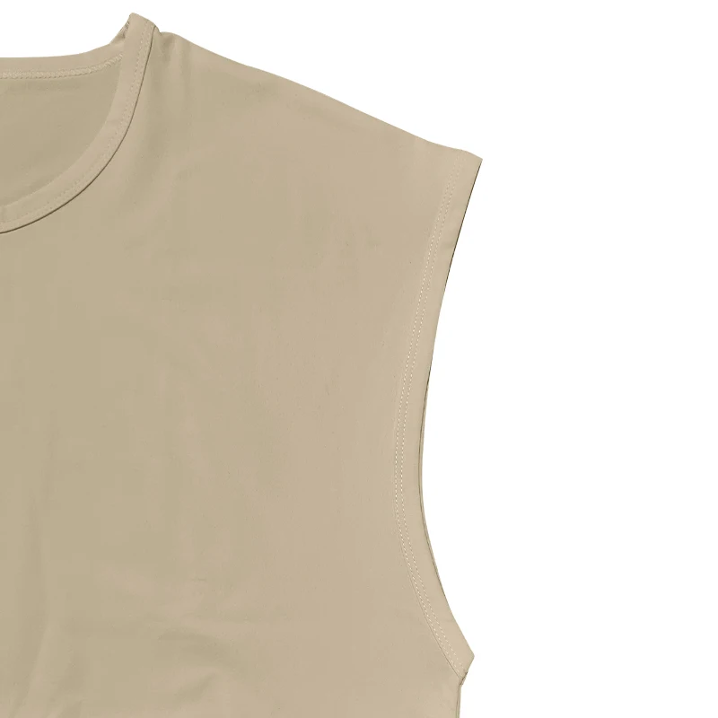 Independent Station 24 Cross-Border Men's Summer New Sleeveless T-Shirt Youth Casual Loose Solid Color Thin Shoulder T-Shirt Spo
