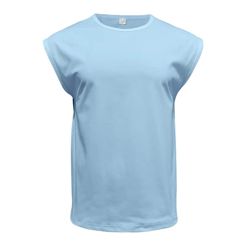 Independent Station 24 Cross-Border Men's Summer New Sleeveless T-Shirt Youth Casual Loose Solid Color Thin Shoulder T-Shirt Spo
