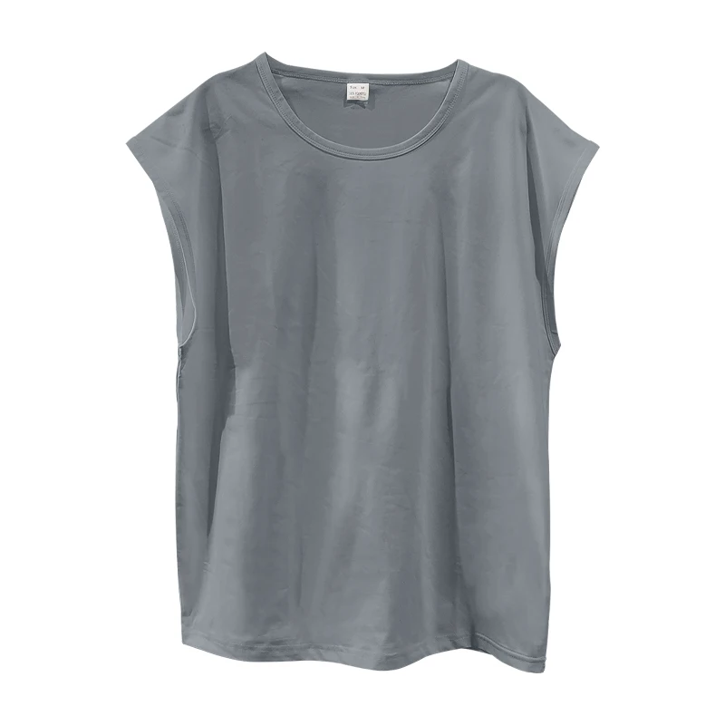 Independent Station 24 Cross-Border Men's Summer New Sleeveless T-Shirt Youth Casual Loose Solid Color Thin Shoulder T-Shirt Spo