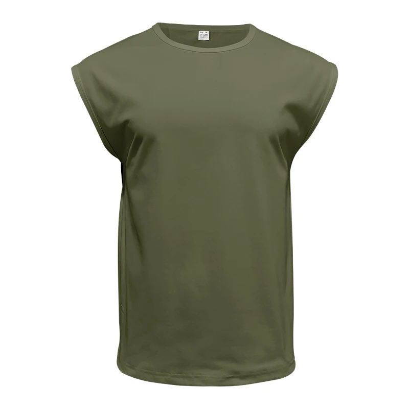 Independent Station 24 Cross-Border Men's Summer New Sleeveless T-Shirt Youth Casual Loose Solid Color Thin Shoulder T-Shirt Spo