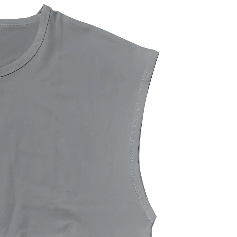 Independent Station 24 Cross-Border Men's Summer New Sleeveless T-Shirt Youth Casual Loose Solid Color Thin Shoulder T-Shirt Spo