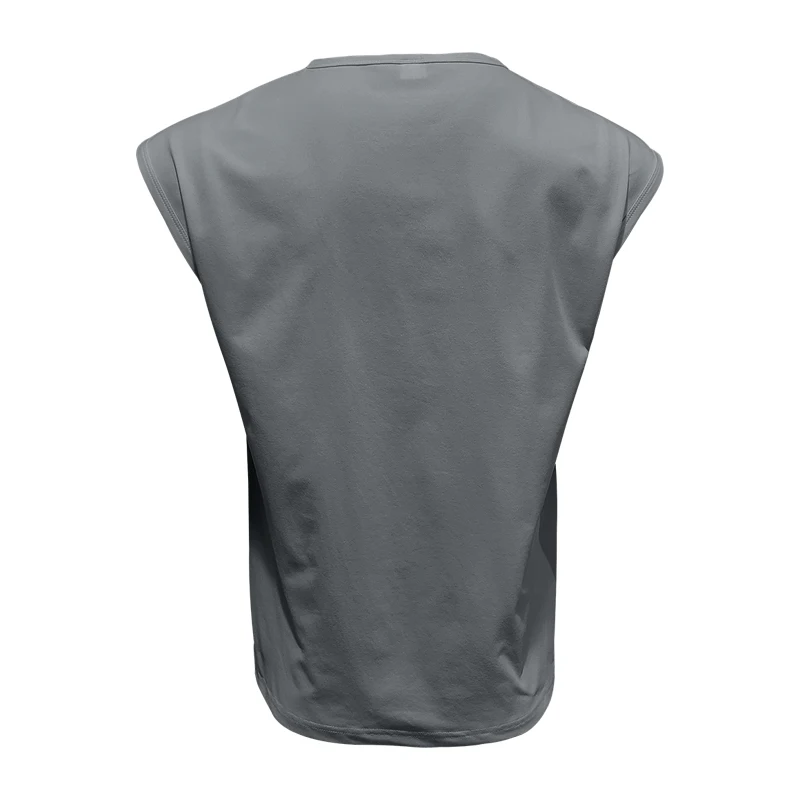 Independent Station 24 Cross-Border Men's Summer New Sleeveless T-Shirt Youth Casual Loose Solid Color Thin Shoulder T-Shirt Spo