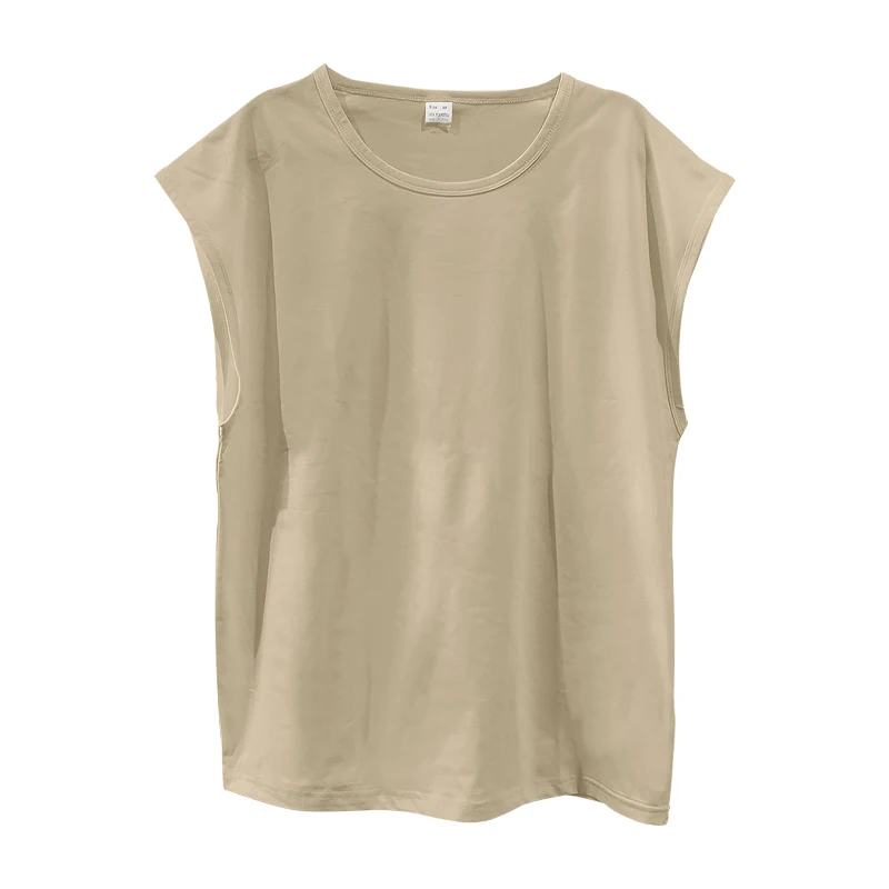 Independent Station 24 Cross-Border Men's Summer New Sleeveless T-Shirt Youth Casual Loose Solid Color Thin Shoulder T-Shirt Spo