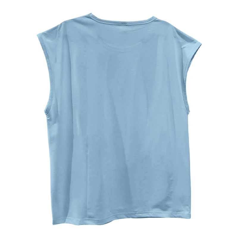 Independent Station 24 Cross-Border Men's Summer New Sleeveless T-Shirt Youth Casual Loose Solid Color Thin Shoulder T-Shirt Spo