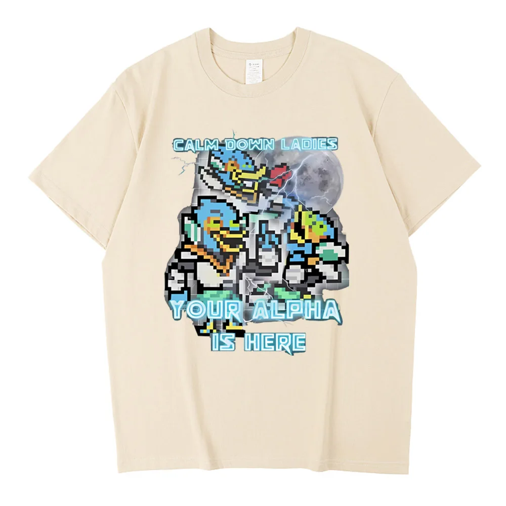Calm Down Ladies Your Alpha Is Here Berdly Deltarune Accessories Unisex T Shirt High Quality Cotton Tee Print T-shirt Clothes
