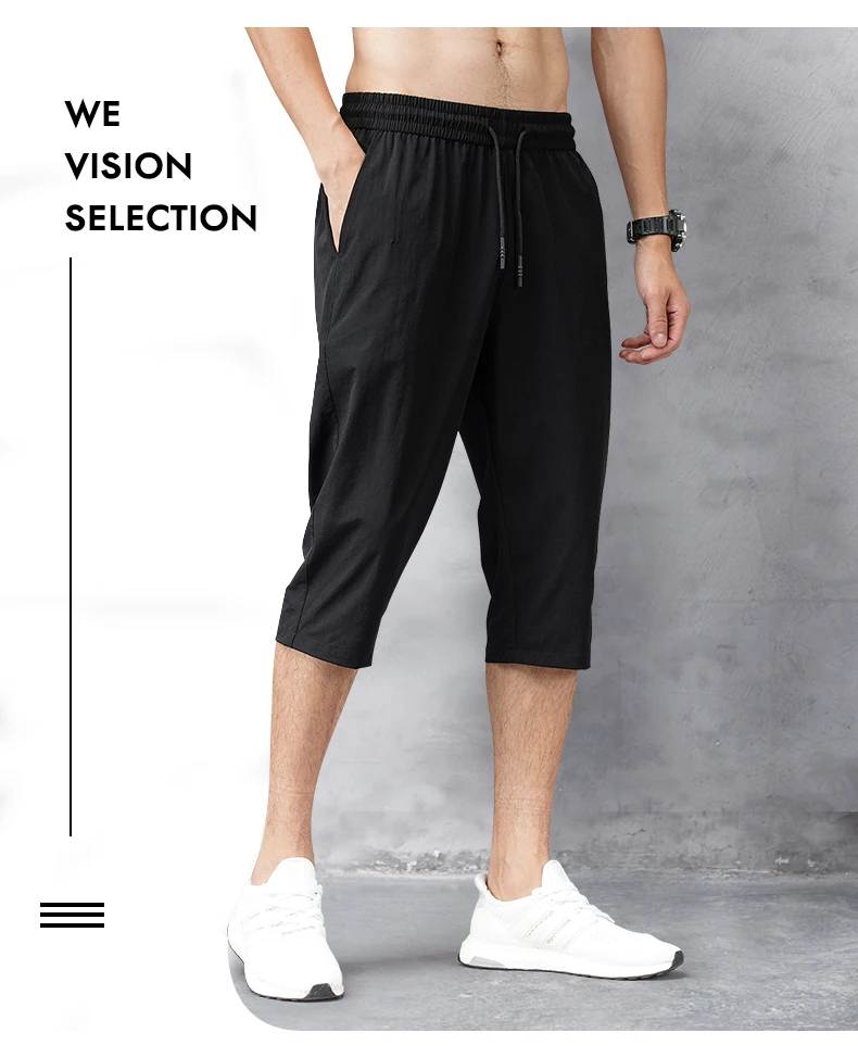 Summer Cropped Trousers for Men, Ice-Feel Breathable Stretch Trousers, Casual Versatile Shorts