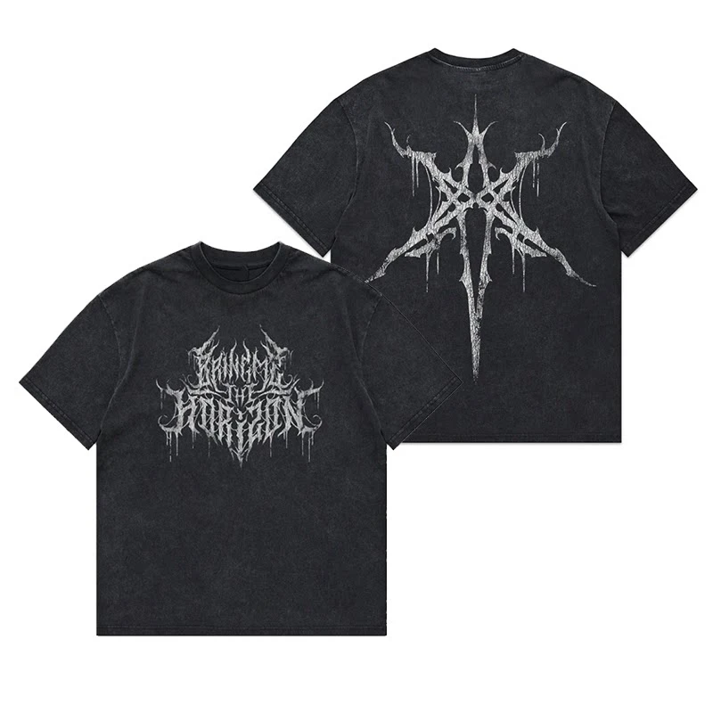 Anime Animation Metal Band Bring Me The Horizon T-Shirt Cotton Graphic Tee Men Women Summer Streetwear
