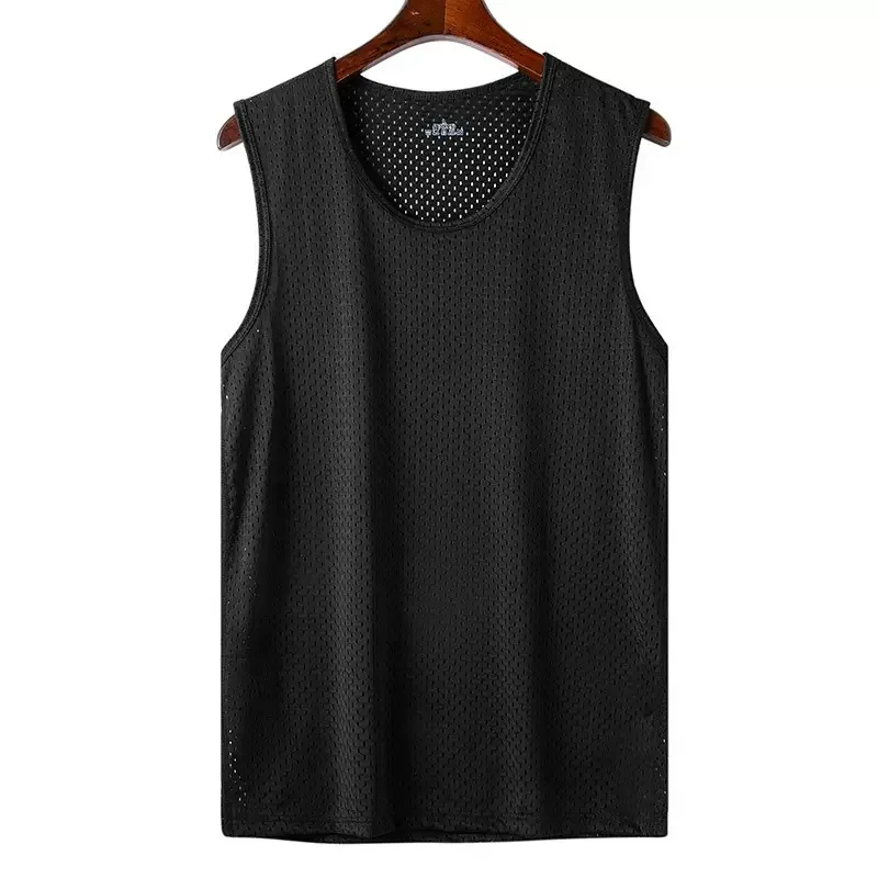 Men's Ice Silk Mesh Vest Lightweight Sports Summer Wear Sleeveless T-shirt Tank Top Casual Fashion Outerwear