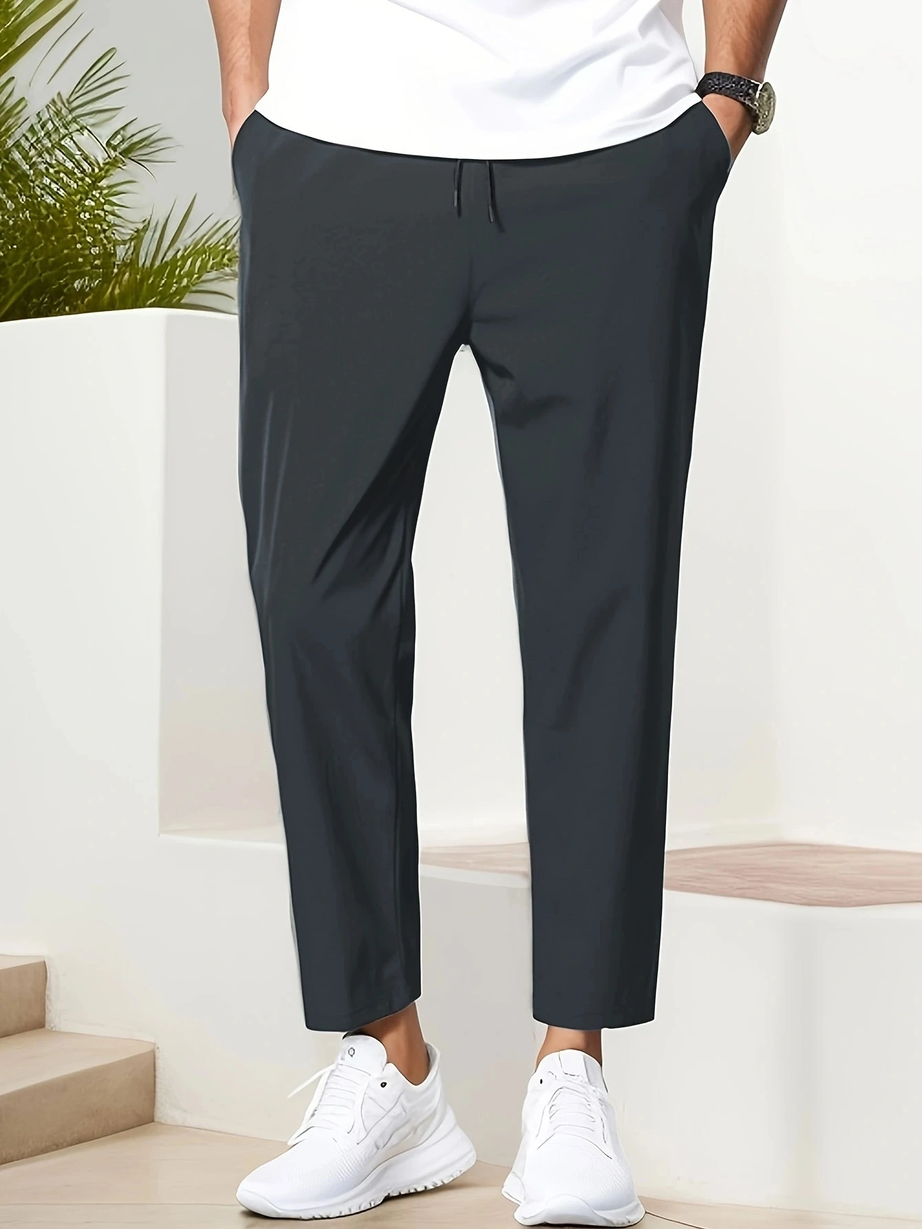 Spring/Summer New Fashion Solid Color Men's Casual Pants Thin SweatPants Quick Drying Cool Sport Jogger Drawstring Pants