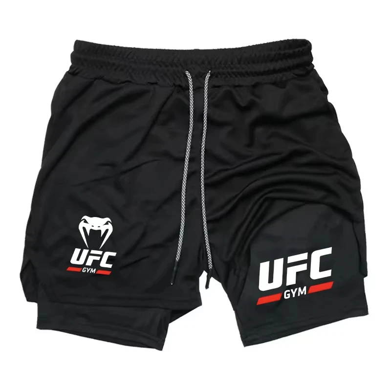 Men's 2-in-1 Double-Layer Sports Shorts, Quick-Dry and Breathable for Fitness, Running, Boxing, and Mixed Martial Arts Training,