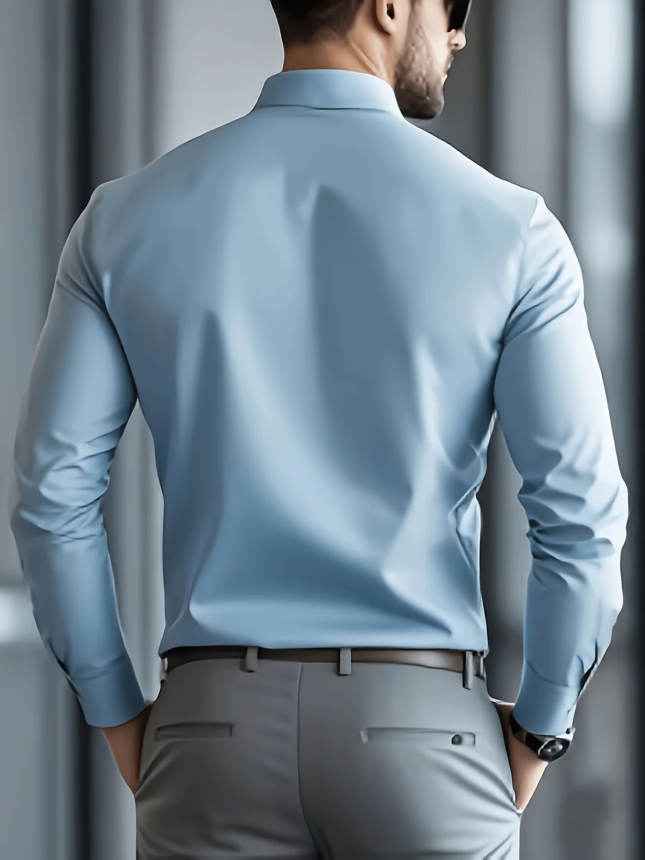 Spring and Summer Collection: White Long-Sleeved Business Formal Shirt (Suitable for Brides and Matrons of Honor) Men's Long-