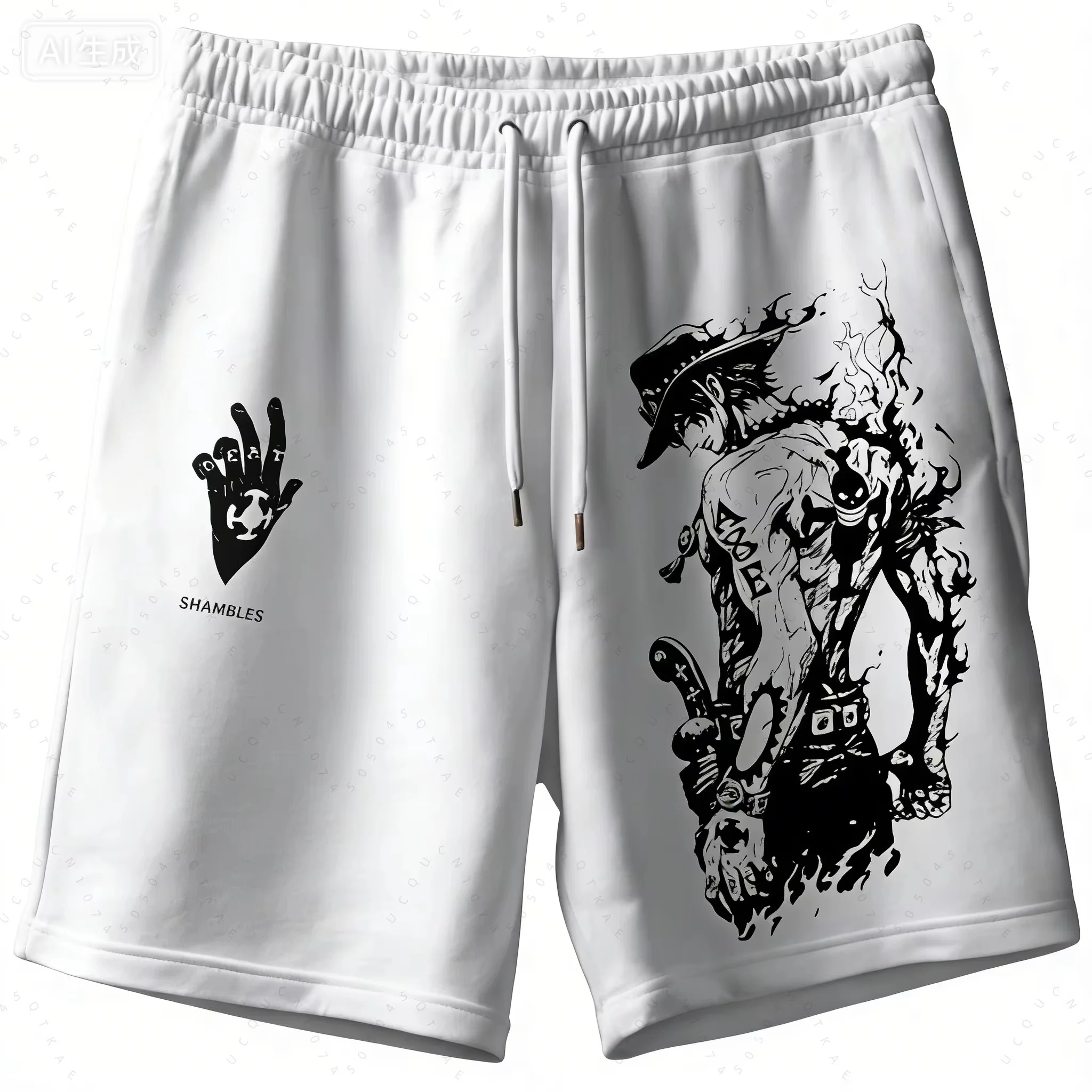 ONE PIECE Animation Luffy Sauron Peripheral Printed Shorts American Summer Men's Daily Loose Sports Breathable Shorts