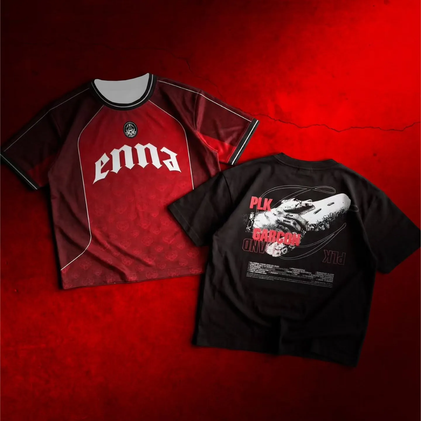 Mens T Shirt PLK Garcon Enna Graphic Print Jersey Summer Short Sleeve Top Retro Hip Hop Streetwear Casual Harajuku Tee Y2K Style