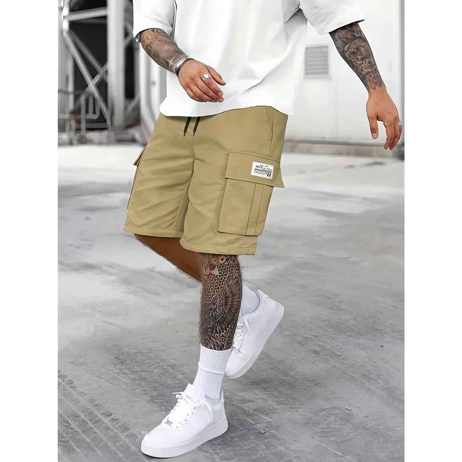 Men's Work Shorts; Summer Comfort; Multi-Pocket; Outdoor Leisure Sport Beach Pants; Elastic Waistband
