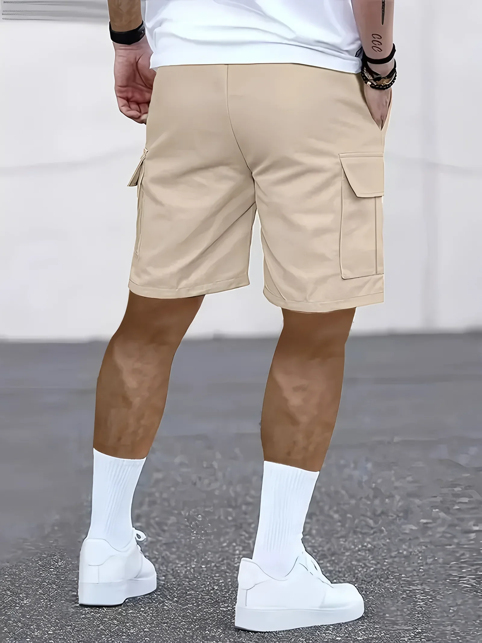 Men's Work Shorts; Summer Comfort; Multi-Pocket; Outdoor Leisure Sport Beach Pants; Elastic Waistband