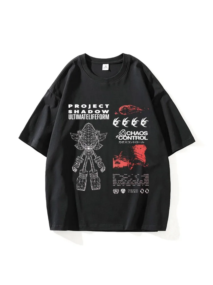 Men's T Shirt Vintage 90s Shadows Hedgehogs T-Shirts Fashion Summer Tees Y2K Basic Printed Cotton Tops Birthday Gift