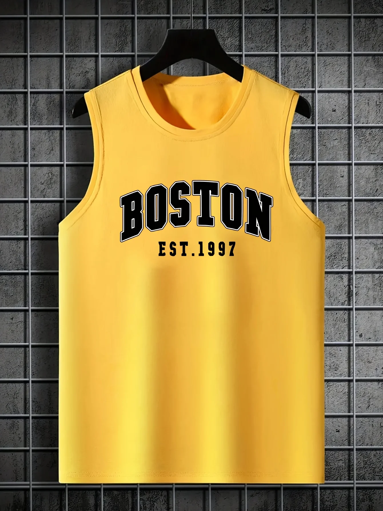 100 Cotton Men's Summer Fashion Casual Sports Loose Boston Est 1997 Print Comfortable Breathable Round Neck Sleeveless Vest