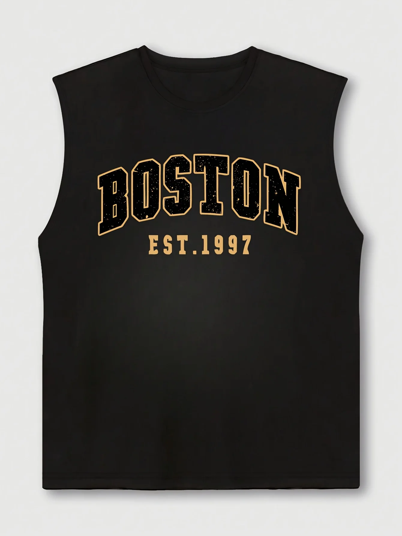 100 Cotton Men's Summer Fashion Casual Sports Loose Boston Est 1997 Print Comfortable Breathable Round Neck Sleeveless Vest