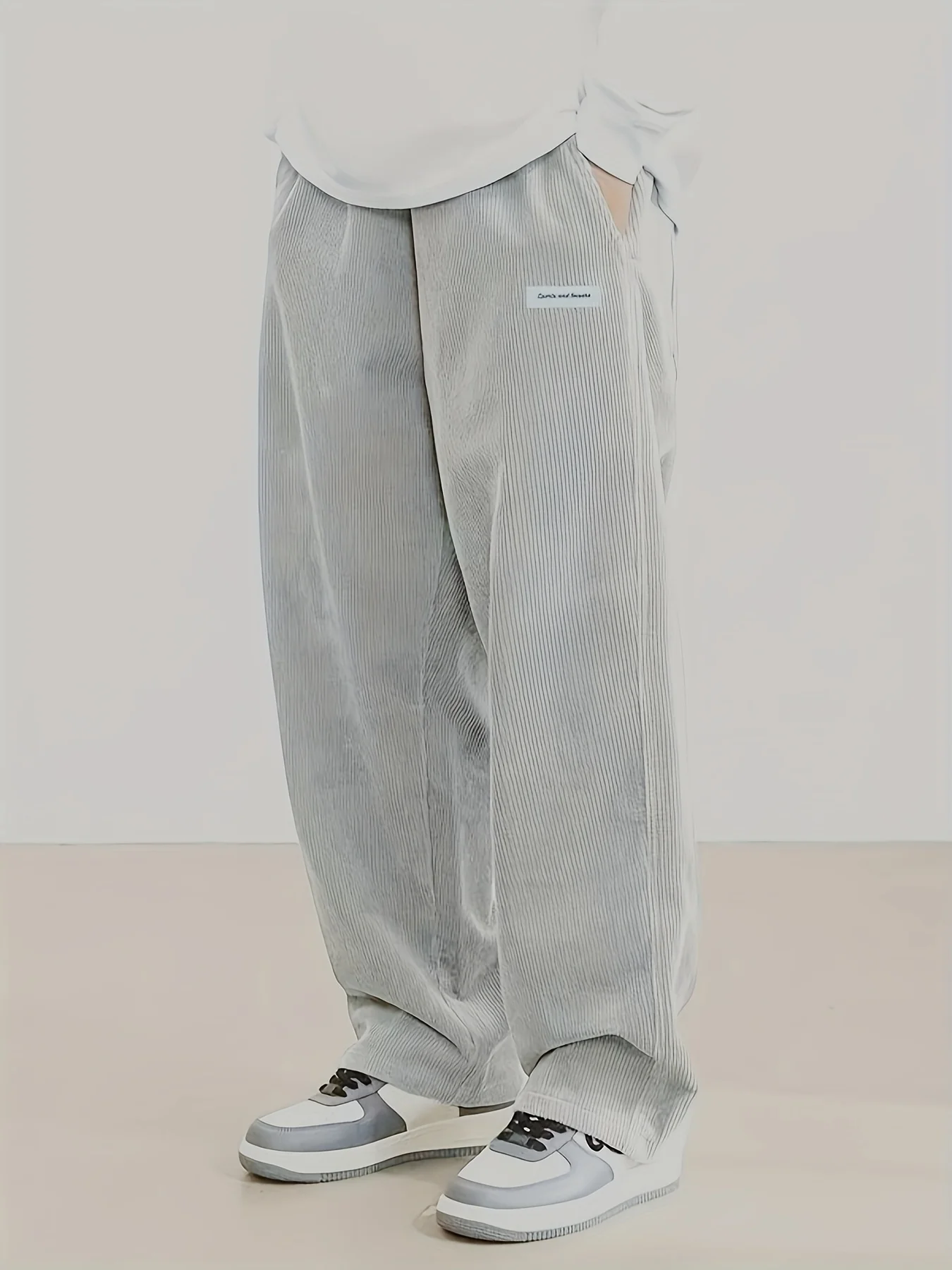 Men's corduroy loose European size hanging multi-functional casual straight leg pants, suitable for daily travel
