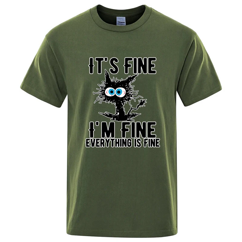 Men's High Quality T-shirt Cotton Blend Funny Cool Cat Printed T-shirt Casual Men Short Sleeve T-shirt for Men T-Shirt Male Top