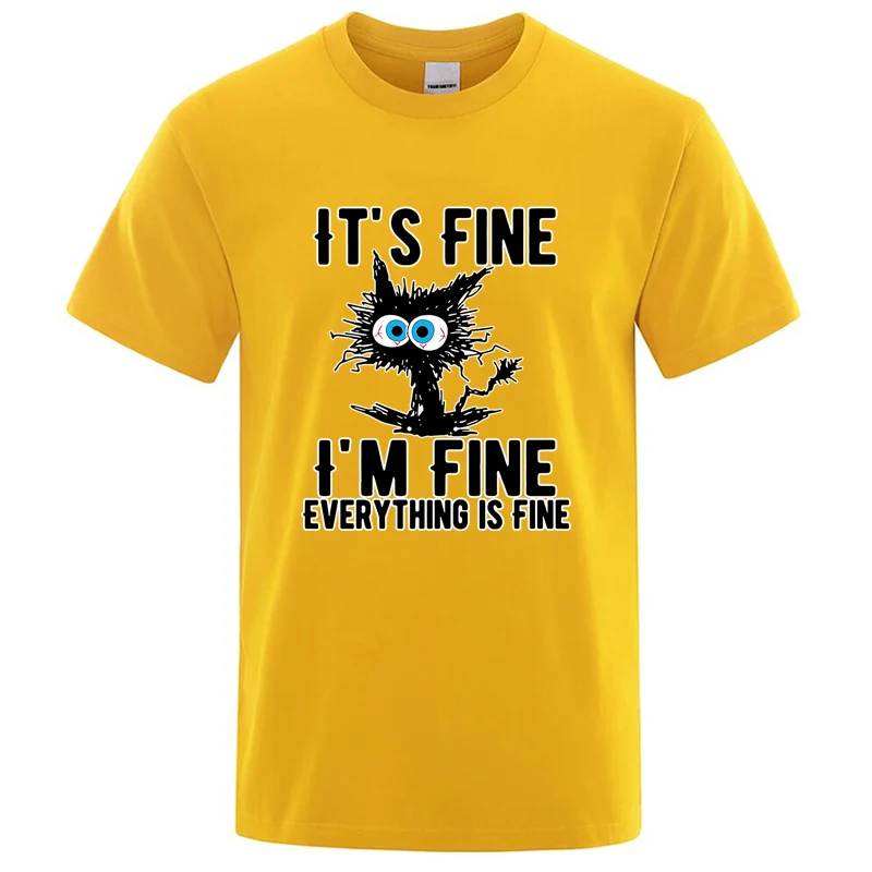 Men's High Quality T-shirt Cotton Blend Funny Cool Cat Printed T-shirt Casual Men Short Sleeve T-shirt for Men T-Shirt Male Top