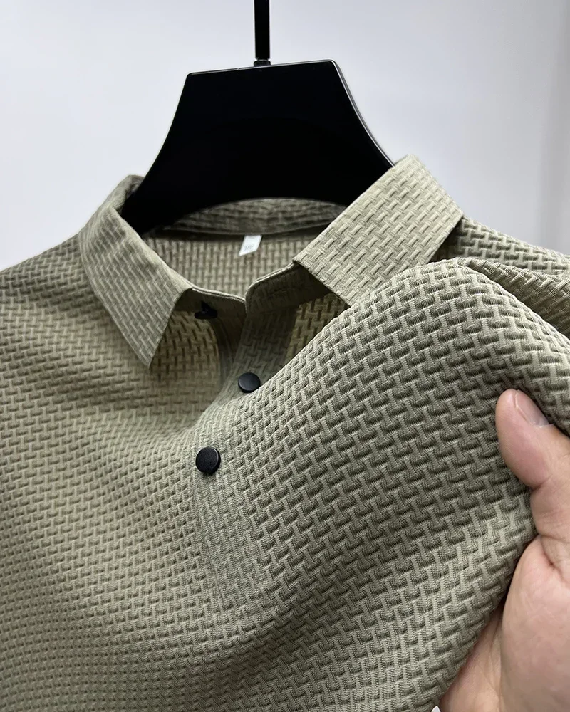 Business Casual Sweat-absorbing Top Brand Clothes Summer New Men's Short Sleeve T-shirt Ice Silk Cool and Breathable POLO Shirt