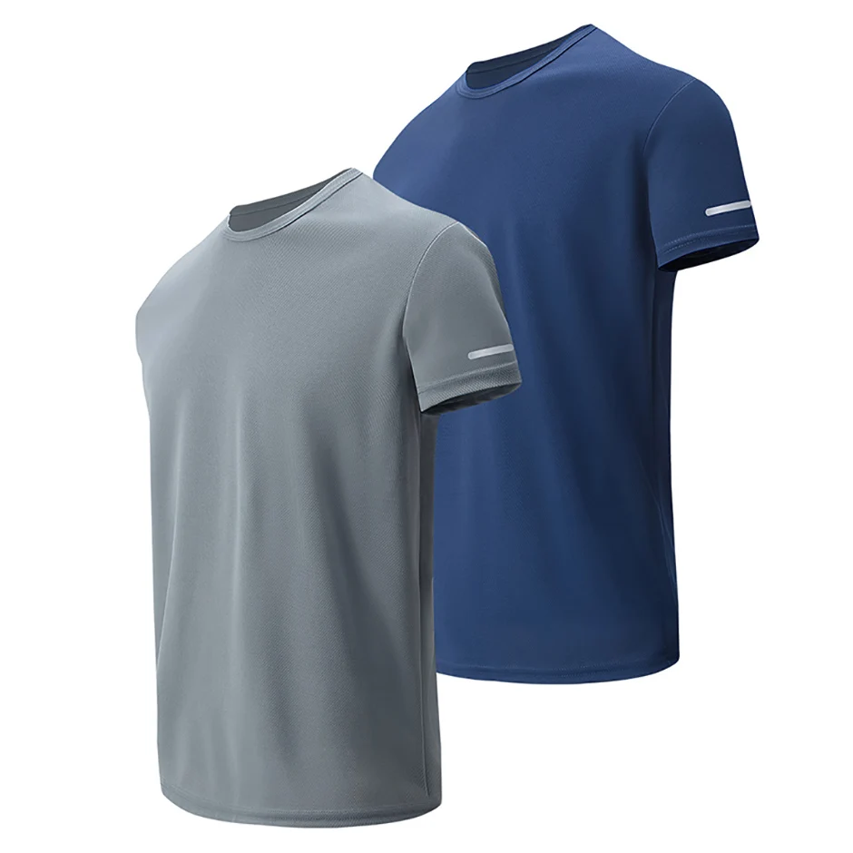 1/4 Pack Men's Solid Mesh Quick-drying Sports Short Sleeve Casual Joker Running Fitness Comfortable Plus-size Pullover T-shirt
