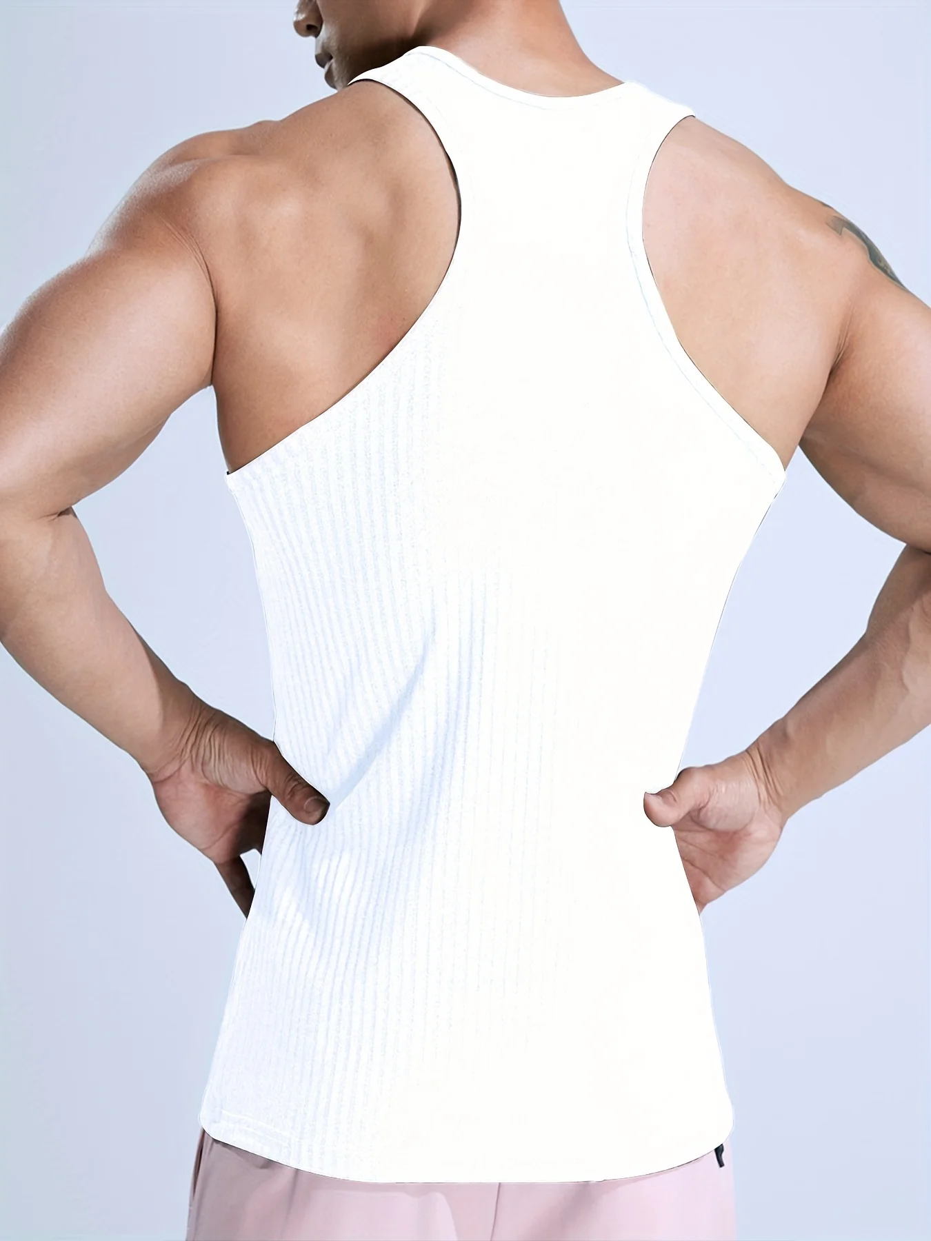 Summer New Fitness Clothes Quick Drying Tank Top Men's H-shaped Tight Vertical Stripe Muscle Exercise Tie Slim Fit High Elastic