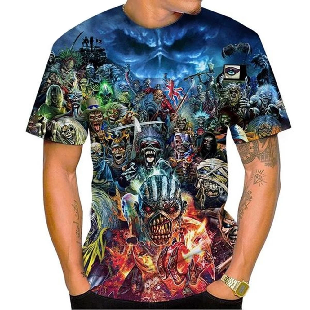 Summer Fashion Nostalgic 3D Printed Heavy Metal Music Devil Cool Fashion Personalized T-shirt