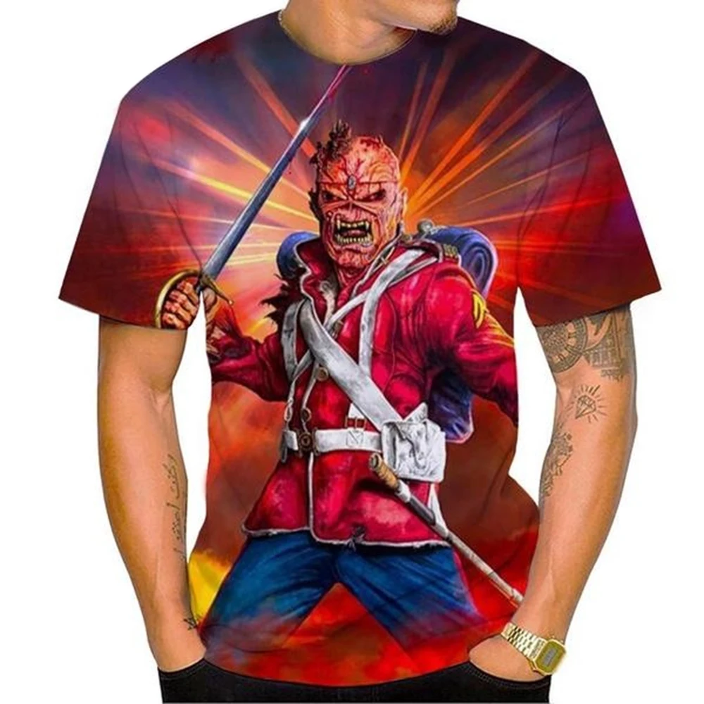 Summer Fashion Nostalgic 3D Printed Heavy Metal Music Devil Cool Fashion Personalized T-shirt