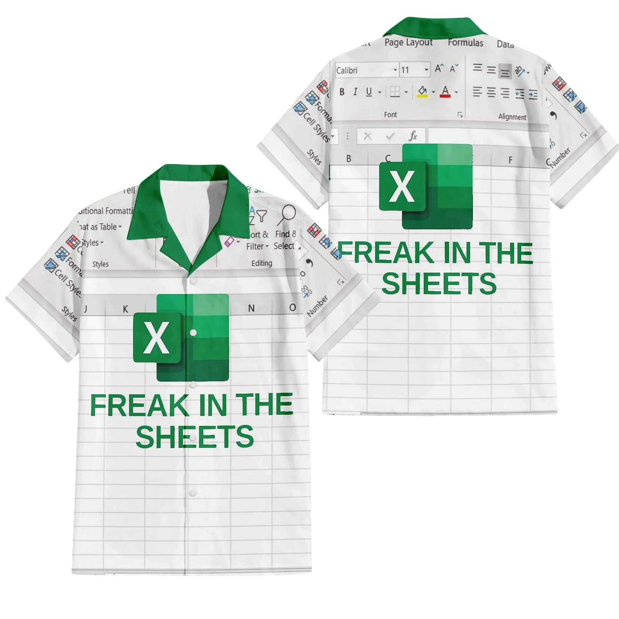 Excel Hawaiian Shirt Men's Fashion Shirt Spreadsheet Software Design Print T-shirts 2025 Vacation Style Y2K Summer Shirts