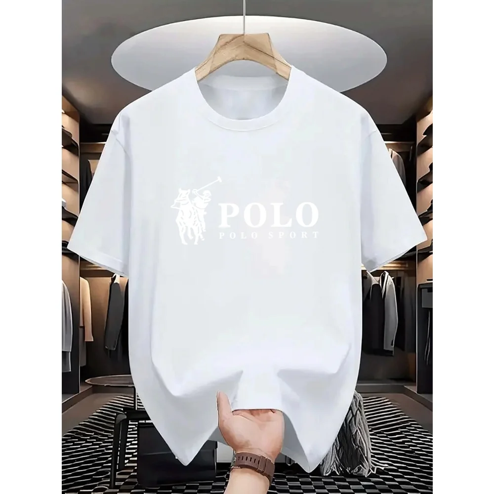 Classic Graphic Print T-shirt Polyester Crew Neck Regular Fit Men Women Daily Wear Tops