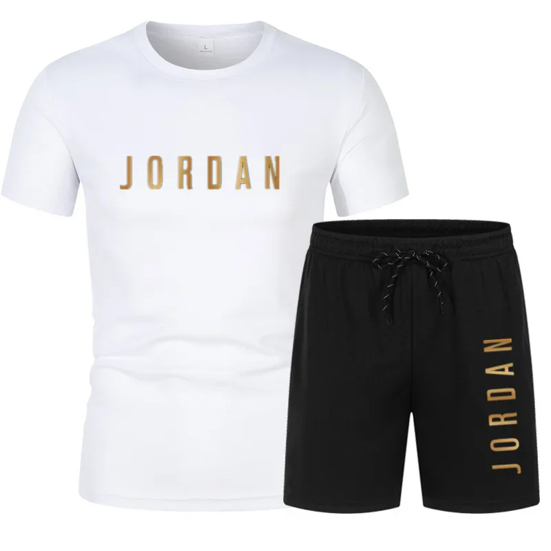 Summer Fashion Trendy Casual Sports Two Piece Set Youth Men's Short sleeved T-shirt+Shorts Set