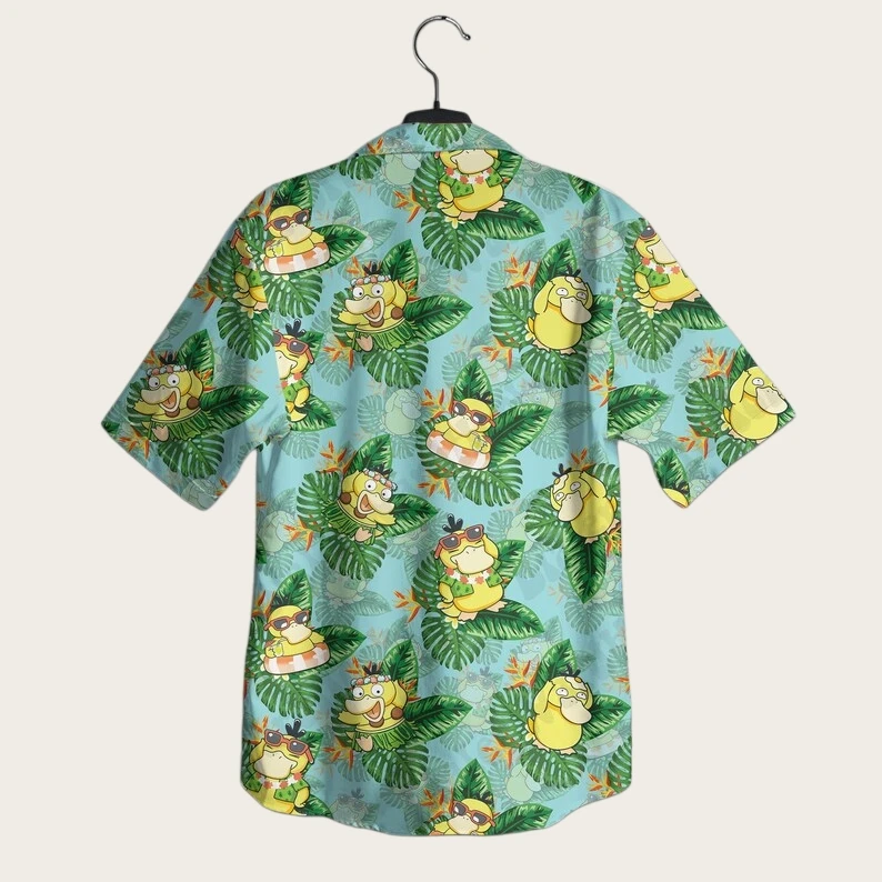 2026 Fashion New Pok É Mon Psyduck Hawaiian Style Shirt and Shorts Set Men/Women Home Casual Pajama Set Beach Party Clothing