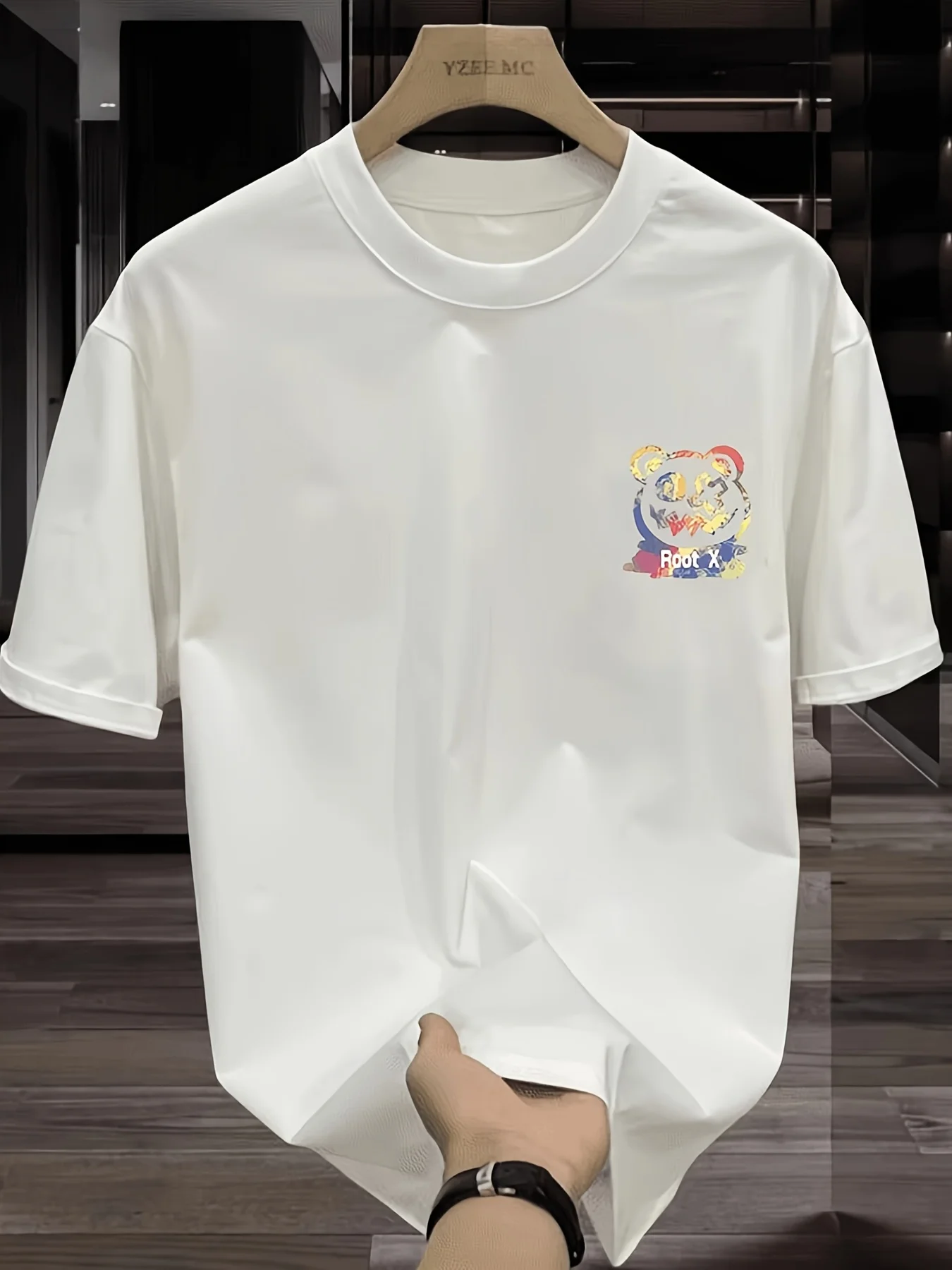 "Colorful Bear" Gradient Graffiti Men's T-shirt Streetwear Graphic Oversized Cotton Short Sleeve Tops Summer Streetwear