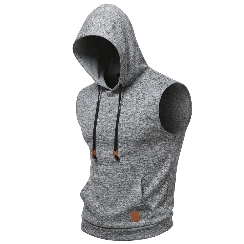 New Mens Sleeveless Hoodie Lightweight Hooded Mens Sweatshirt Vest Workout Luxury Clothes Tank Tops Fitness Hoodies for Men