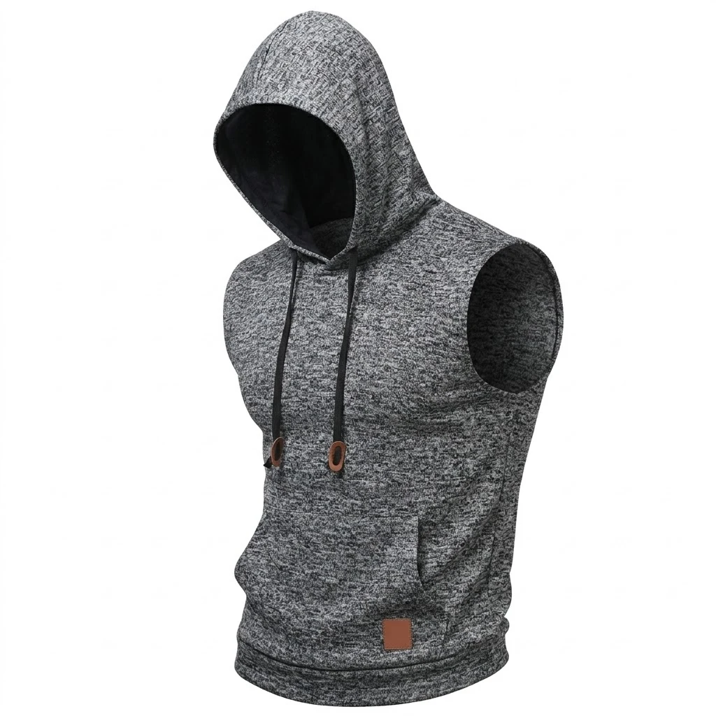 New Mens Sleeveless Hoodie Lightweight Hooded Mens Sweatshirt Vest Workout Luxury Clothes Tank Tops Fitness Hoodies for Men