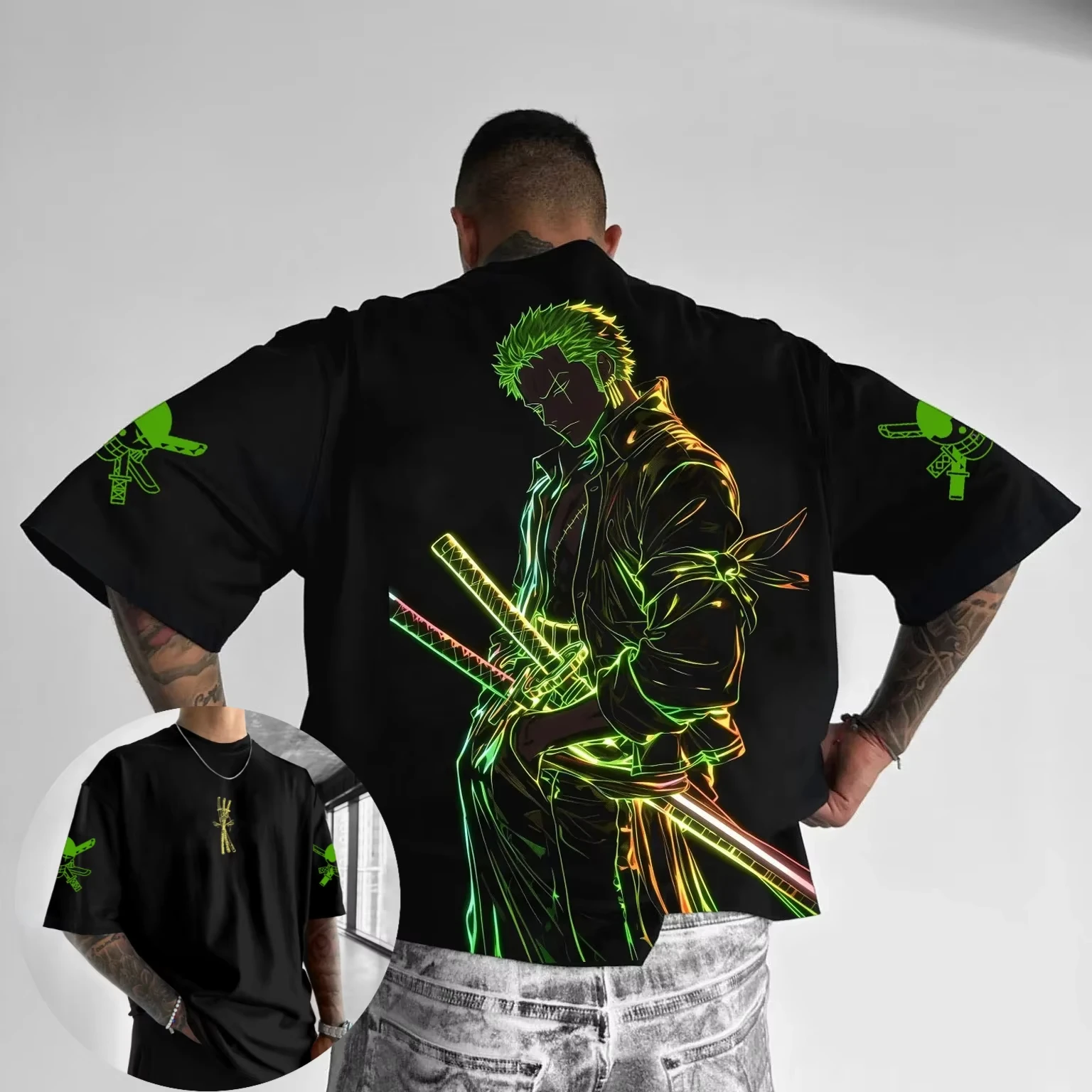 Anime One Piece Luffy Zoro Cotton Graphic T-shirt Men Women Streetwear Short Sleeve Loose Casual Top Summer Trendy Daily Wear